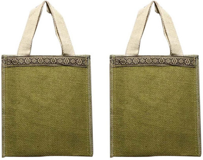 Srujan SHLB-09 Green (pack of 2) Lunch Bag(Green, 10 L)