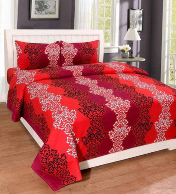 Zolico 180 TC Polycotton Double 3D Printed Flat Bedsheet(Pack of 1, Red)