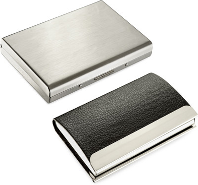 Flipkart SmartBuy High Quality | Pack of 2 | Stylish waterproof Silver metal Executive and Black leather piece Metal Credit/debit/ATM/ID/Visiting SUPER SLEEK, STURDY 10 Card Holder(Set of 2, Silver, Black) Flipkart SmartBuy High Quality | Pack of 2 | Stylish waterproof Silver metal Executive and Black leather piece Metal Credit/debit/ATM/ID/Visiting SUPER SLEEK, STURDY 10 Card Holder(Set of 2, Silver, Black)