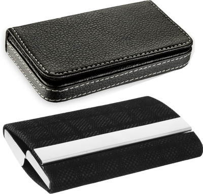 

Flipkart SmartBuy High Quality | Pack of 2 | Black Stylish Executive and Black Leatherite piece Double Side open Credit/debit/ATM/ID/Visiting SUPER SLEEK, STURDY 10 Card Holder(Set of 2, Black)
