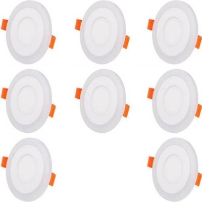 Online Generation 6 watt 3+3 Round Slim panel light double colour 3D effect (Pink + White) pack of 8 Recessed Ceiling Lamp(White, Pink)