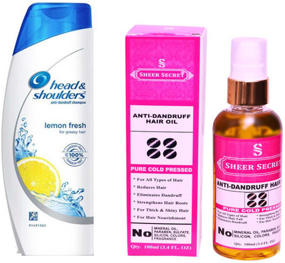 

HEAD & SHOULDERS 360 ML LEMON FRESH SHAMPOO with SHEER SECRET PURE COLD PRESSED ANTI DANDRUFF OIL 100 ML(Set of 2)