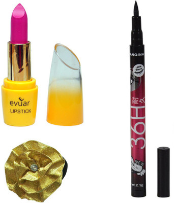 

Evuar Herbal Matte Pink lipstick, Waterproof Pencil eyeliner and Band(Set of 3)