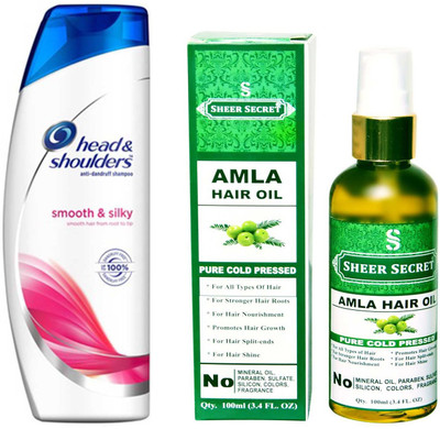 

HEAD & SHOULDERS 360 ML SMOOTH AND SILKY SHAMPOO with SHEER SECRET PURE COLD PRESSED AMLA OIL 100 ML(Set of 2)