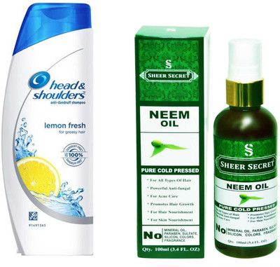 

HEAD & SHOULDERS 360 ML LEMON FRESH SHAMPOO with SHEER SECRET PURE COLD PRESSED NEEM OIL 100 ML(Set of 2)