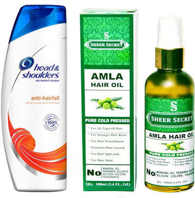 

HEAD & SHOULDERS 180 ML ANTI HAIRFALL SHAMPOO with SHEER SECRET PURE COLD PRESSED AMLA OIL 100 ML(Set of 2)
