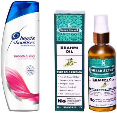 

HEAD & SHOULDERS 360 ML SMOOTH AND SILKY SHAMPOO with SHEER SECRET PURE COLD PRESSED BRAHMI OIL 100 ML(Set of 2)
