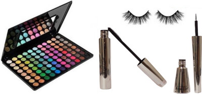 

9 to 5 Eyelashes, Mac Professional Makeup Palette 88 Shades Eyeshadow With Brooke Candy Eyeliner &Mascara(Set of 4)