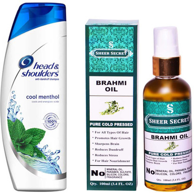 

HEAD & SHOULDERS 360 ML COOL MENTHOL SHAMPOO with SHEER SECRET PURE COLD PRESSED BRAHMI OIL 100 ML(Set of 2)