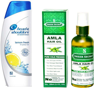 

HEAD & SHOULDERS 360 ML LEMON FRESH SHAMPOO with SHEER SECRET PURE COLD PRESSED AMLA OIL 100 ML(Set of 2)