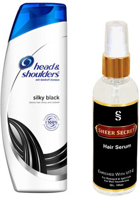 

HEAD & SHOULDERS 180 ML SILKY BLACK SHAMPOO with SHEER SECRET HAIR SERUM 100 ML(Set of 2)
