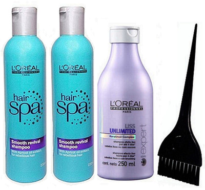 

studio Hair Brush, L'oreal Paris Hair Spa Smooth Revival Hair Shampoo 230ml Pack Of 2 & Liss Unlimited Shampoo 250ml(Set of 4)