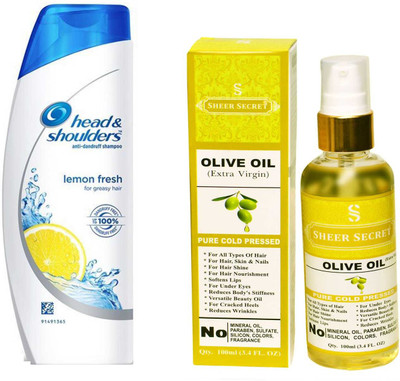 

HEAD & SHOULDERS 360 ML LEMON FRESH SHAMPOO with SHEER SECRET PURE COLD PRESSED OLIVE OIL 100 ML(Set of 2)