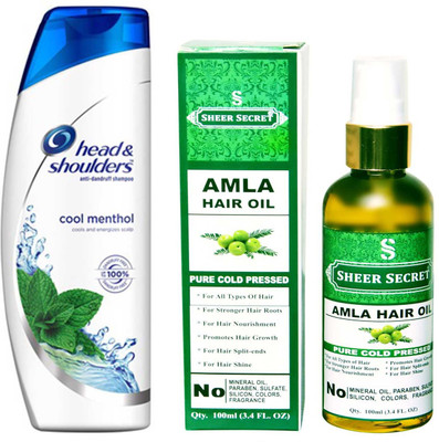 

HEAD & SHOULDERS 360 ML COOL MENTHOL SHAMPOO with SHEER SECRET PURE COLD PRESSED AMLA OIL 100 ML(Set of 2)