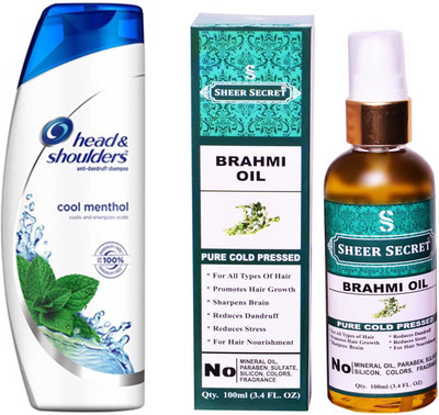 

HEAD & SHOULDERS 180 ML COOL MENTHOL SHAMPOO with SHEER SECRET PURE COLD PRESSED BRAHMI OIL 100 ML(Set of 2)