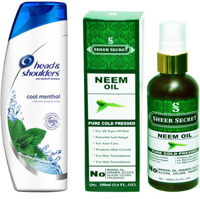 

HEAD & SHOULDERS 180 ML COOL MENTHOL SHAMPOO with SHEER SECRET PURE COLD PRESSED NEEM OIL 100 ML(Set of 2)