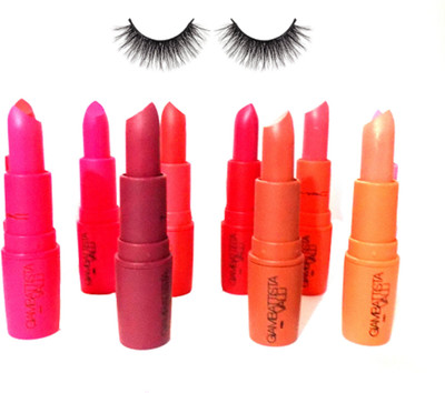 

studio Eyelashes& MAC Gambattista Matte Finish Valli 8 Shade Lipstick(Set of 9)