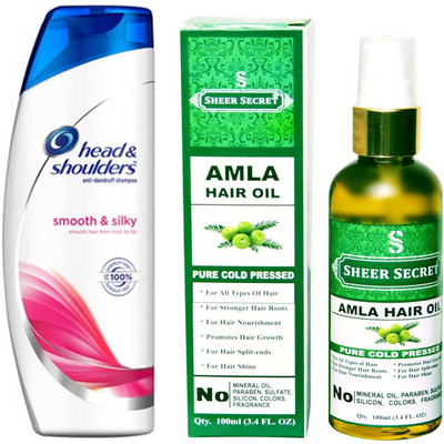 

HEAD & SHOULDERS 180 ML SMOOTH AND SILKY SHAMPOO with SHEER SECRET PURE COLD PRESSED AMLA OIL 100 ML(Set of 2)