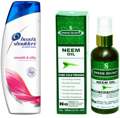 

HEAD & SHOULDERS 360 ML SMOOTH AND SILKY SHAMPOO with SHEER SECRET PURE COLD PRESSED NEEM OIL 100 ML(Set of 2)
