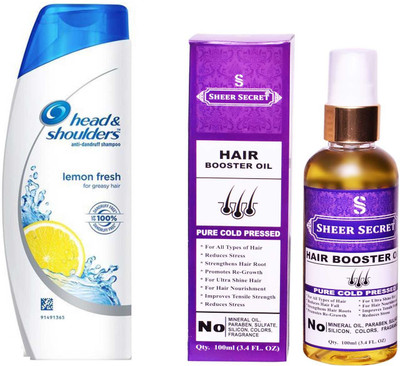 

HEAD & SHOULDERS 360 ML LEMON FRESH SHAMPOO with SHEER SECRET PURE COLD PRESSED HAIR BOOSTER OIL 100 ML(Set of 2)