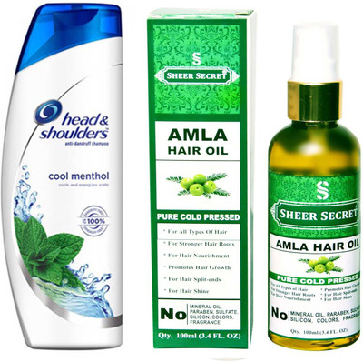 

HEAD & SHOULDERS 180 ML COOL MENTHOL SHAMPOO with SHEER SECRET PURE COLD PRESSED AMLA OIL 100 ML(Set of 2)