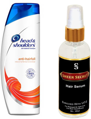 

HEAD & SHOULDERS 180 ML ANTI HAIRFALL SHAMPOO with SHEER SECRET HAIR SERUM 100 ML(Set of 2)