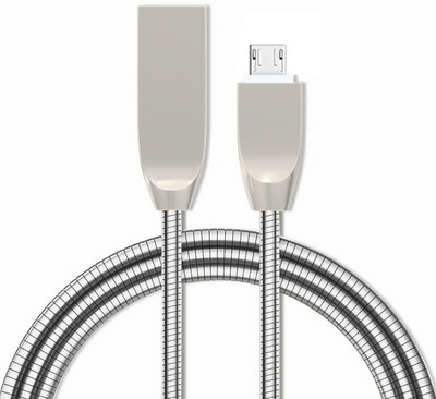 

TecMac Metal Spring Shade 2.4A, 1M charging & Data Sync Micro USB Cable(Silver)