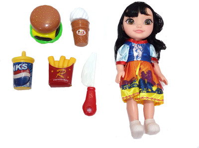 

TALKING GANESHA Beautiful 25 cms (ht) Princess Doll with Fast Food Items like Burger, Ice Cream, French Fries, Drink, Knife - Blue(Multicolor)