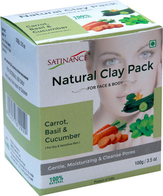 

Satinance Natural Clay Pack Carrot, Basil & Cucumber - 100g ( Gentle, Moisturizing, Cleans Pores)(100 g)