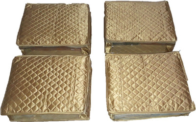 

shivanshshine Saree Cover Multipurpose uses 4pcs Satin Golden Color Saree Cover & Dress Protection Cover. Saree Cover(Golden)
