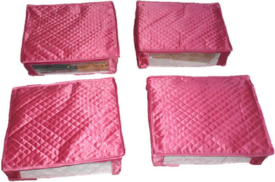 

shivanshshine Saree Cover Multipurpose uses 4pcs Satin Saree Cover Dress Protection Cover.(Pink) Saree Cover(Pink)