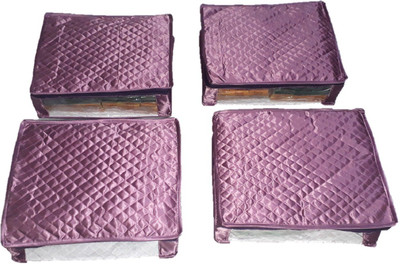 

shivanshshine Saree Cover Multipurpose uses 4pcs Satin Saree Cover Dress Protection Cover.(Purple) Saree Cover(Purple)