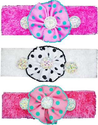 

FAVINO Crochet Cutwork Flower Baby Headband ( Pink, White, Peach ) 3 Pcs Set Head Band(Multicolor)