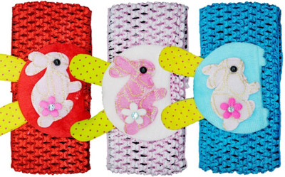 

FAVINO Crochet Cutwork Flower Baby Headband ( Red, Pink, Blue ) 3 Pcs Set Head Band(Multicolor)