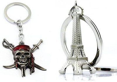

CONFIDENT Captain jack sparow skull mask with eiffel tower Key Chain