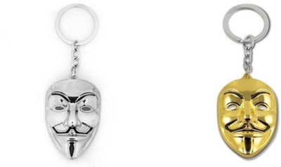 

CONFIDENT Combo of Vendetta Mask Silver & Golden Metallic Keyrings Key Chain