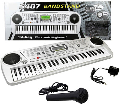 

DINAARKAN BANDSTAND CASIO/PIANO WITH 54 KEY ELECTRONIC KEYBOARD, MICROPHONE, LCD DISPLAY AND BATTERIES(Silver)