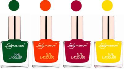 

Lady Fashion Ultra High Shine Long Stay Nail Polish Dark Green,Juicy Orange,Pink,Yellow(Pack of 4)