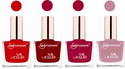 

Lady Fashion Ultra High Shine Long Stay Nail Polish Juicy Red,Red,Bright,Pink,Silky Pink(Pack of 4)
