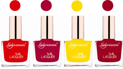 

Lady Fashion Ultra High Shine Long Stay Nail Polish Bright Red,Pink,Yellow,Dark Red(Pack of 4)