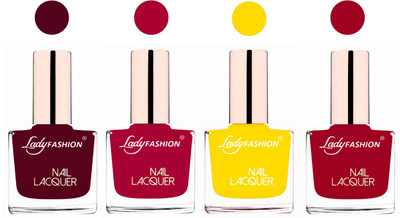 

Lady Fashion Ultra High Shine Long Stay Nail Polish Maroon,Pink,Yellow,Dark Red(Pack of 4)