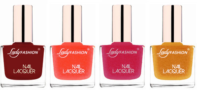 

Lady Fashion Ultra High Shine Long Stay Nail Polish Coffee,Orange Silk,Abricoat Rose,Golden(Pack of 4)