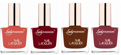 

Lady Fashion Ultra High Shine Long Stay Nail Polish Nude,Pink,Copper,Mauve(Pack of 4)