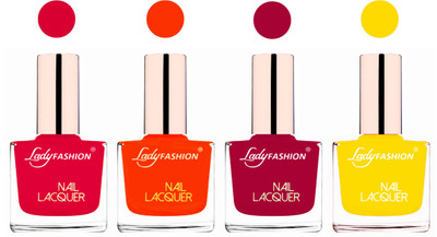 

Lady Fashion Ultra High Shine Long Stay Nail Polish Sweet Red,Juicy Orange,Pink,Yellow(Pack of 4)