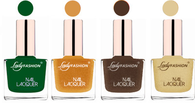

Lady Fashion Ultra High Shine Long Stay Nail Polish Dark Green,Golden,Mettalic Brown,Mettalic Gold(Pack of 4)