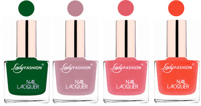 

Lady Fashion Ultra High Shine Long Stay Nail Polish Dark Green,Silky Purple,Silky Pink,Silky Orange(Pack of 4)