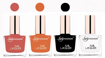 

Lady Fashion Ultra High Shine Long Stay Nail Polish Nude,Nude,Black,White(Pack of 4)