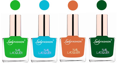 

Lady Fashion Ultra High Shine Long Stay Nail Polish Light Green,Sky Blue,Nude,Dark Green(Pack of 4)