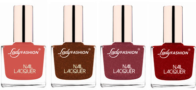

Lady Fashion Ultra High Shine Long Stay Nail Polish Nude,Copper,Mauve,Red(Pack of 4)