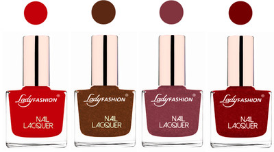 

Lady Fashion Ultra High Shine Long Stay Nail Polish Juicy Red,Cooper,Mauve,Red(Pack of 4)